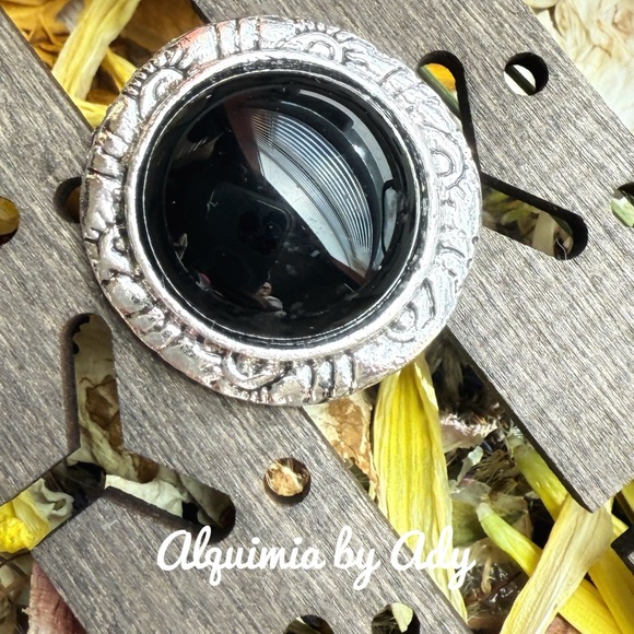 Silver and Black Statement Ring onyx adjustable - Picture 1 of 1